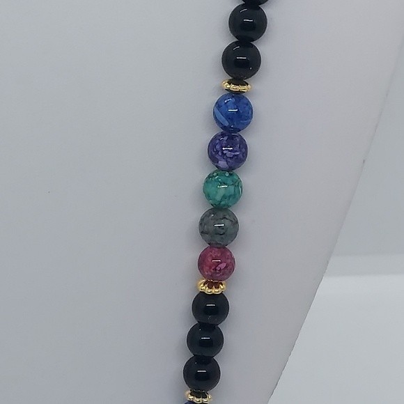 Glass bead multicolor necklace - Picture 3 of 4